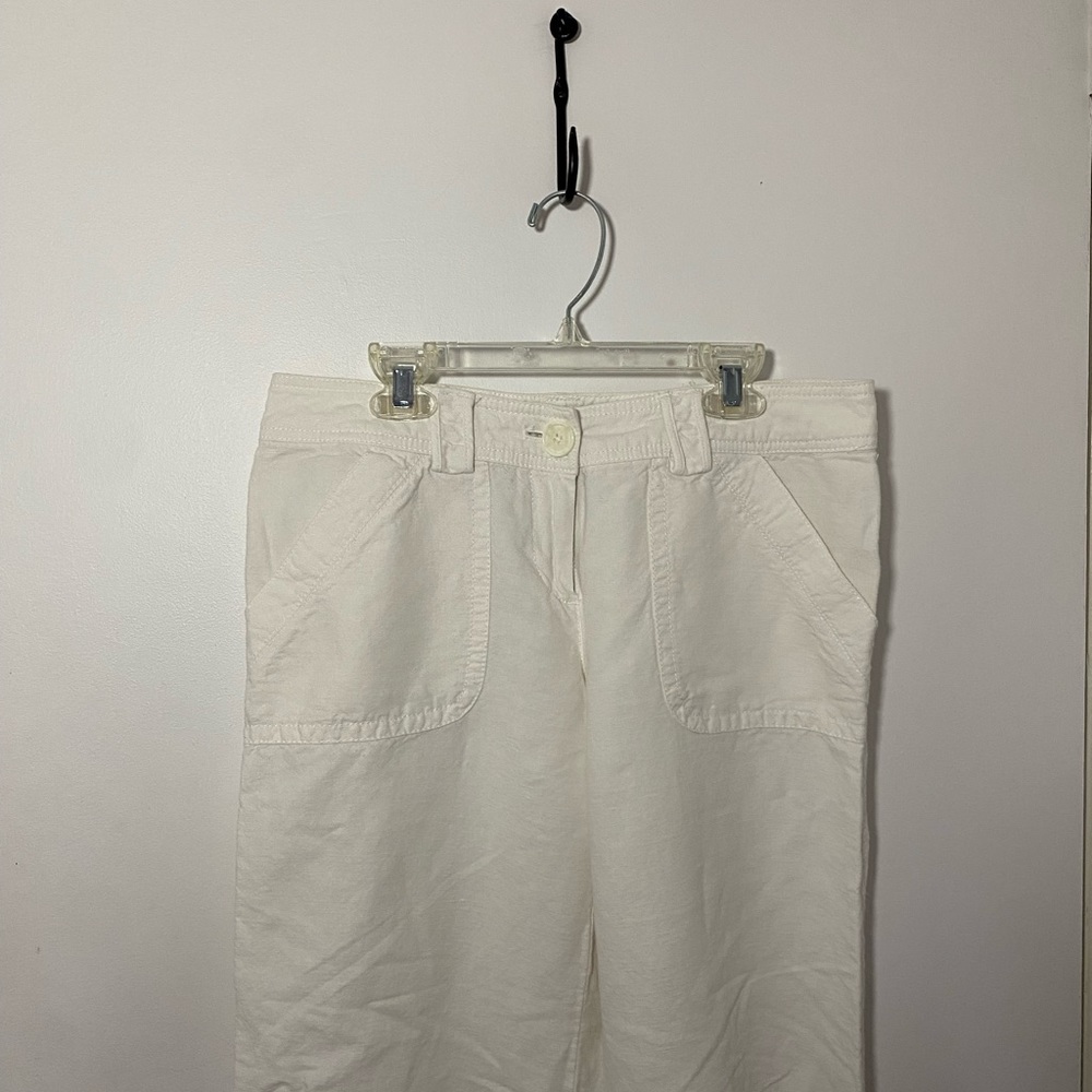White Cotton Low-Rise Boot Cut Pants